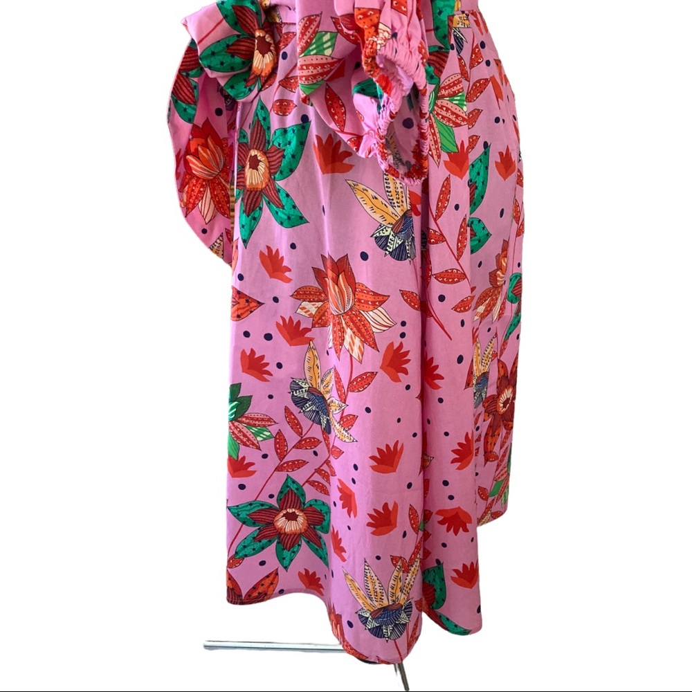 Pink Floral Off-Shoulder Tie-Waist Dress - Picture 10 of 16